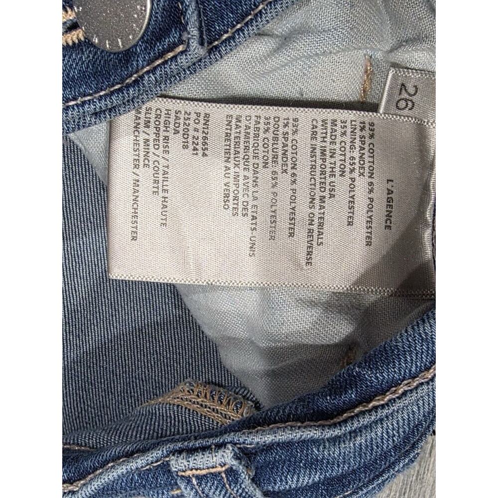 L’Agence Women’s Sada Mid Rise Cropped Jeans Distressed Size 26 A003428 - Picture 7 of 10